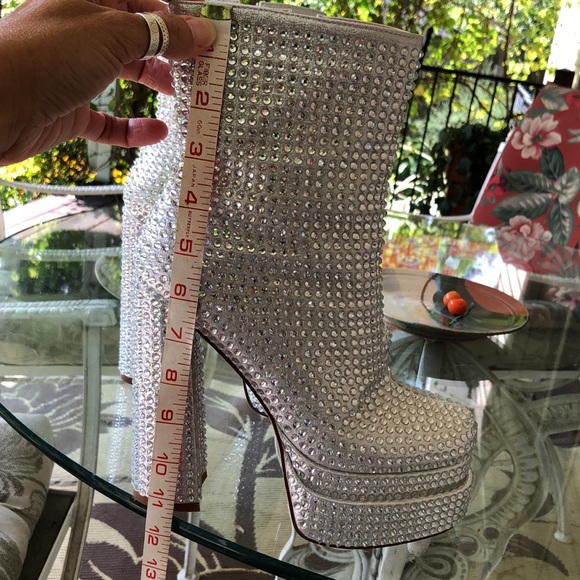 8 Disco Sparkle Azalea Wang Rhinestone Boots Platform Halloween Costume Bowie - Picture 10 of 10